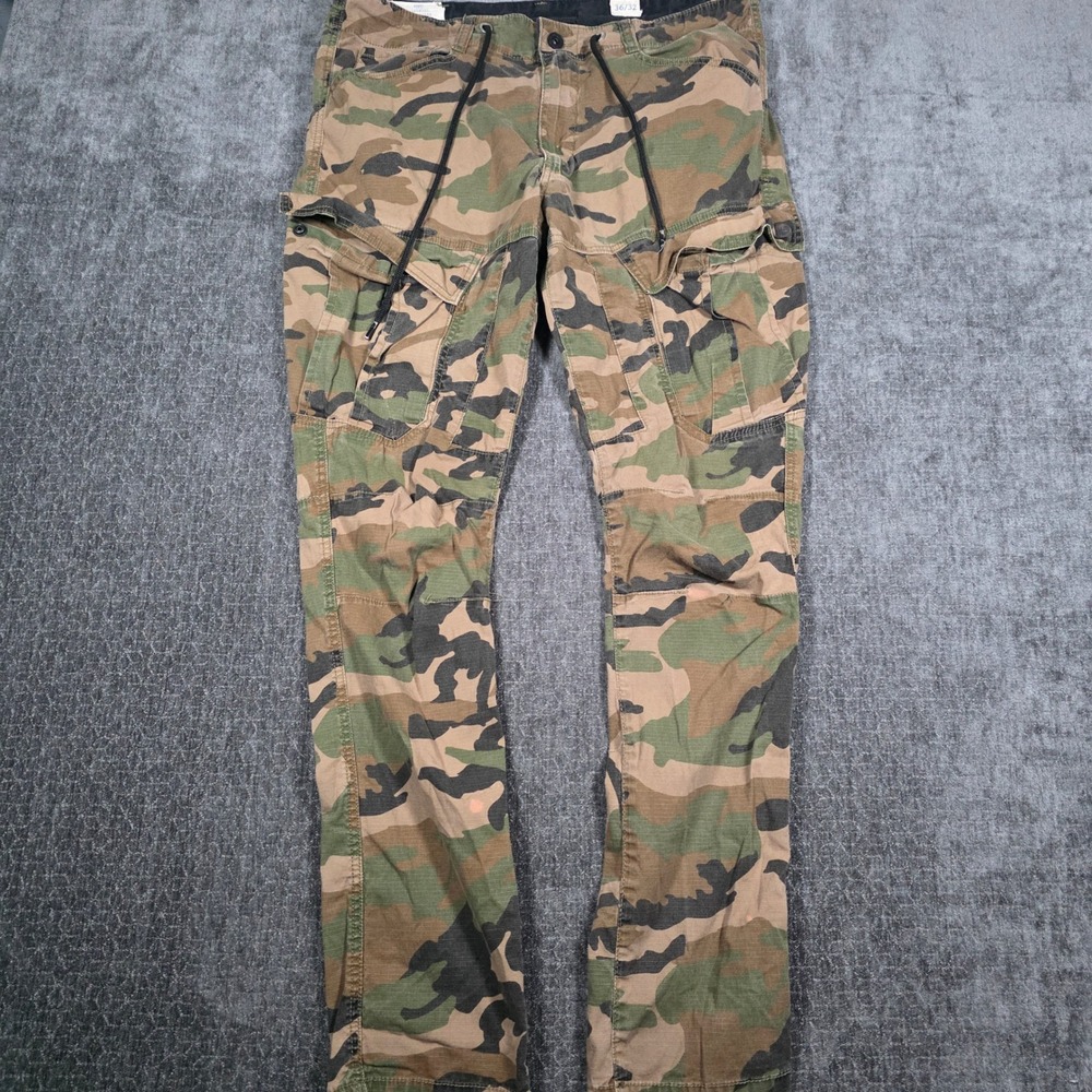 Smoke Rise Mens Camo Ripstop Cargo Pants Woodland Camouflage 36x32 Joggers Rap